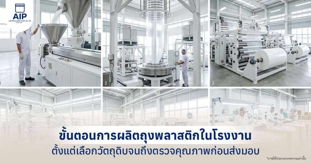 ภาพรวมเครื่องจักรและกระบวนการผลิตถุงพลาสติกในโรงงาน ตั้งแต่การขึ้นรูปฟิล์มจนถึงการเตรียมถุงสำเร็จรูป